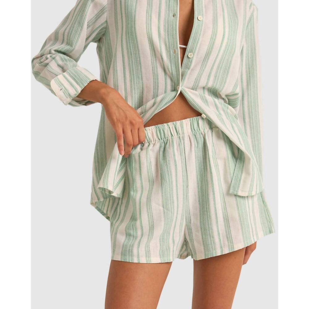 NEW RHYTHM. dinero stripe short in green/white